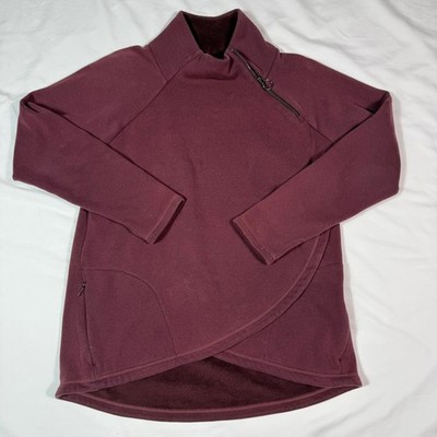 Athleta Women's Large Burgundy Fleece Lined Wrap Front Pullover Sweatshirt
