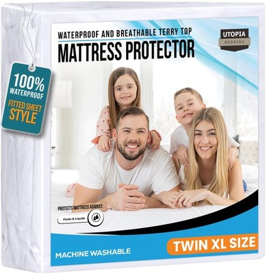 Twin Xl Size Mattress Protector Waterproof Premium 200 Gsm Terry Mattress Cover
