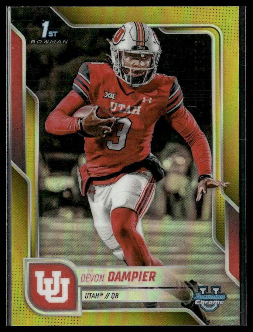 2025 Bowman University Chrome 3 Devon Dampier Yellow Refractor /350 Utah Utes