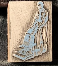 Vintage Printing Letterpress Printer Type Block Mid-Century Carpet Cleaner Man