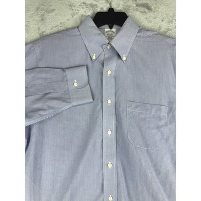 Brooks Brothers Mens 15.5-32 Dress Shirt Blue Slim Fit Non-Iron Supima  Cotton | eBay