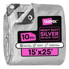 TARPEX - 10 Mil Silver Black Heavy Duty Poly Tarps 15' x 25'
