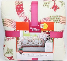 Better Homes  Gardens Full / Queen Quilt  2 Shams Double Wedding Ring 3 Pc Set