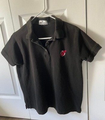 New Jersey Devils NHL Black Short Sleeve Polo Shirt Size L  Antigua For Women