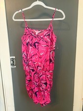 Lilly Pulitzer size Small S Deanna Hop Pink Tropical Floral shorts Romper