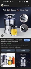 Sovider 800W Slow Juicer Cold Press Juice Machine Wide Chute Non-Clogging Filter
