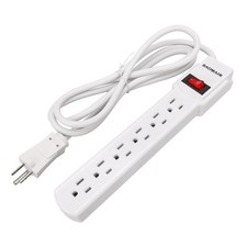 6-Outlet Power Strip with 14AWG 6 Ft Extension Cord, Features Red On/Off Swit...