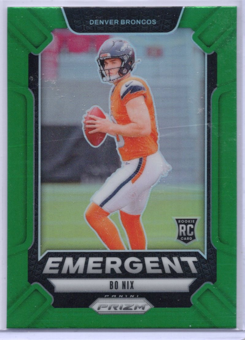 2024 Panini Prizm #3 Bo Nix Emergent Green Prizm HH