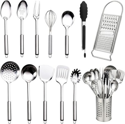 13-teiliges Edelstahl Küchenutensilien Set mit Halter, Antihaft