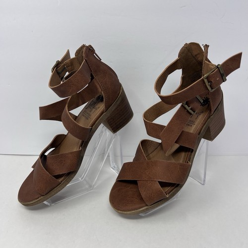 Jellypop Strappy Womens Sandals Size 6M Brown block heels Buckles Zip Close EUC - Picture 14 of 23
