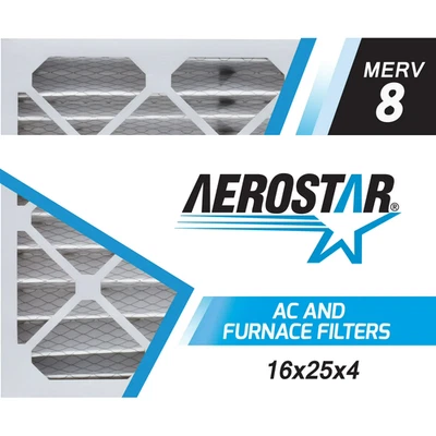 6-PACK Aerostar MERV 8 Furnace Air Filter 16x25x4, MPR 600 for Furnace HVAC