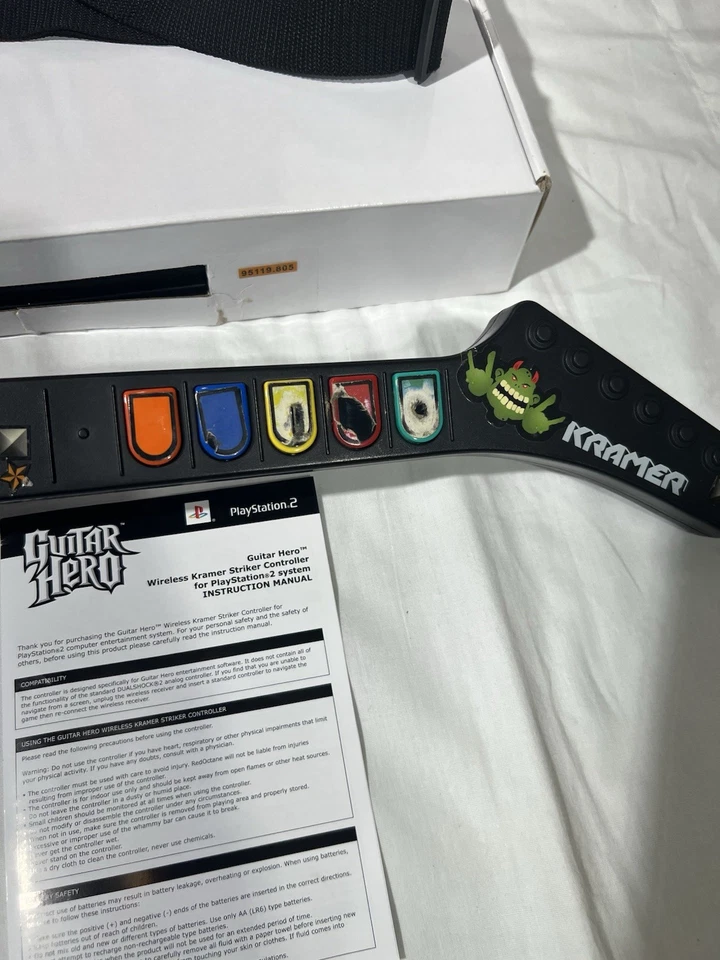Guitar Hero 3 Legends of Rock PS2 Kramer Guitar Wireless,W/Strap+Dongle and box  - Image 3 of 4