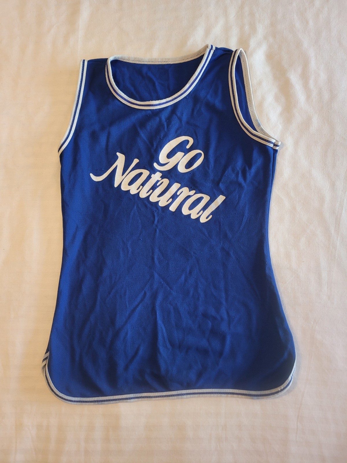 Vintage 70s 80s Blue cloth Tank Top Beach Summer Pool Sports Brand Unknown