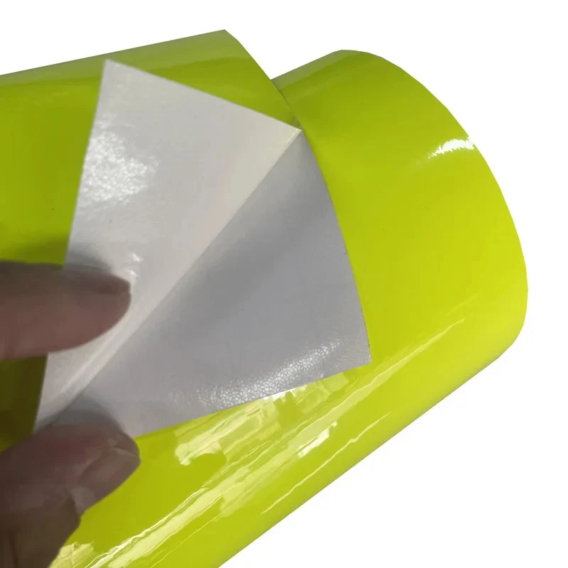 Rollo de envoltura de vinilo amarillo fluorescente neón brillante premium, calcomanía de envoltura de auto hágalo usted mismo