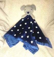 Cloud Island Puppy Dog Baby Security Blanket Lovey Gray Navy Blue White Stars