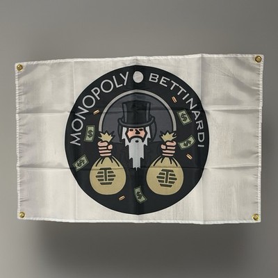 Bettinardi Monopoly Golf Flag/Banner - White/Black/Tan/Green - 2 x 3 Feet