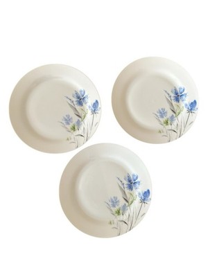 Gallery Tabletop Blue Floral Salad Plates 7.5  Set of 3 Dishwasher Safe