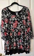 Catherines Flowy Tunic Floral 2X Plus Size 22/24