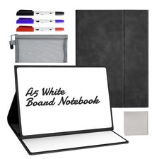 Portable Dry Erase White Board Notebook 6" x 9" A5 with Stand, Small Double...