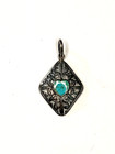 925 Sterling VTG BOMA Filigree Heart Turquoise Pendant 1" — photo 1
