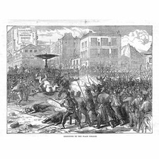 CONFLICT IN PARIS Encounter on the Place Pigalle - Antique Print 1871