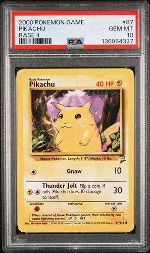 2000 Pokemon Game Pikachu 87/130 Base Set 2 PSA 10 GEM MINT