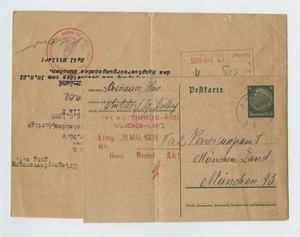 0703----1935 Third Reich documents -- Heil Hitler on hand stamp