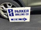 Vintage Porcelain Oil Field Sign Parker Drilling Co Rig 164 Double Sided