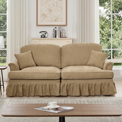 Elegant Mid Century Oversized Large Two Seater Sofa Couch with Flared Arms and