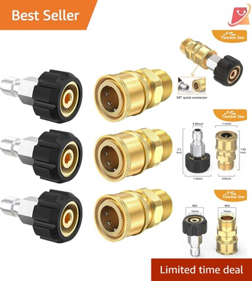 #ad Pressure Washer Fittings Brass M22 14mm to 3 8 Inch Adapter Set 6 Pieces $32.97