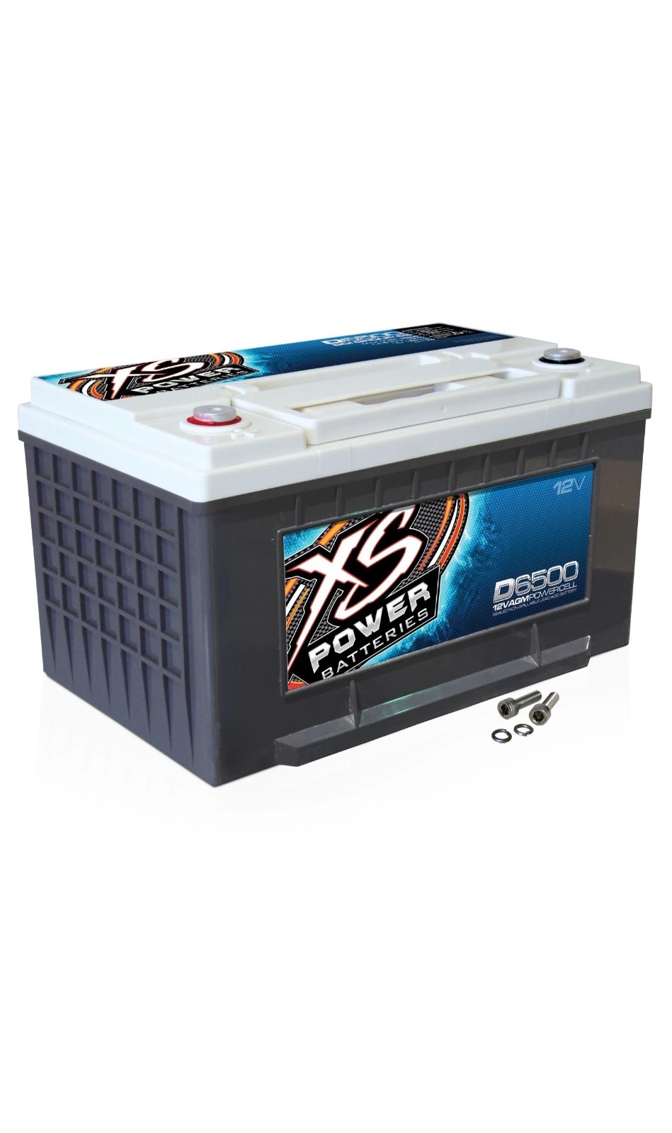 XS Power D6500 3900 Amp AGM Power Cell Car Audio Battery + Terminal Hardware