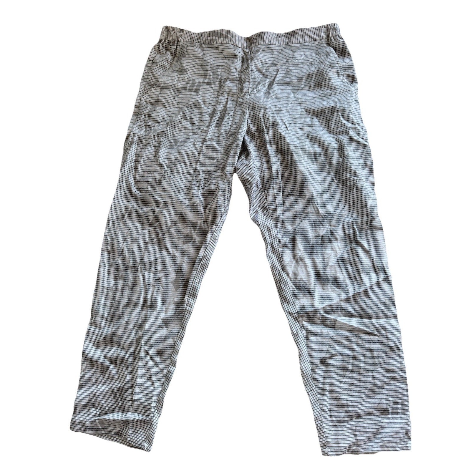 GAP Womens Size L Girlfriend Lightweight Floral Printed Gray Leaf & Stripe Pants