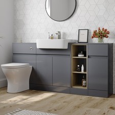 Avox Bathroom Toilet WC Vanity Unit Basin Sink Combination Grey Gloss 1720mm