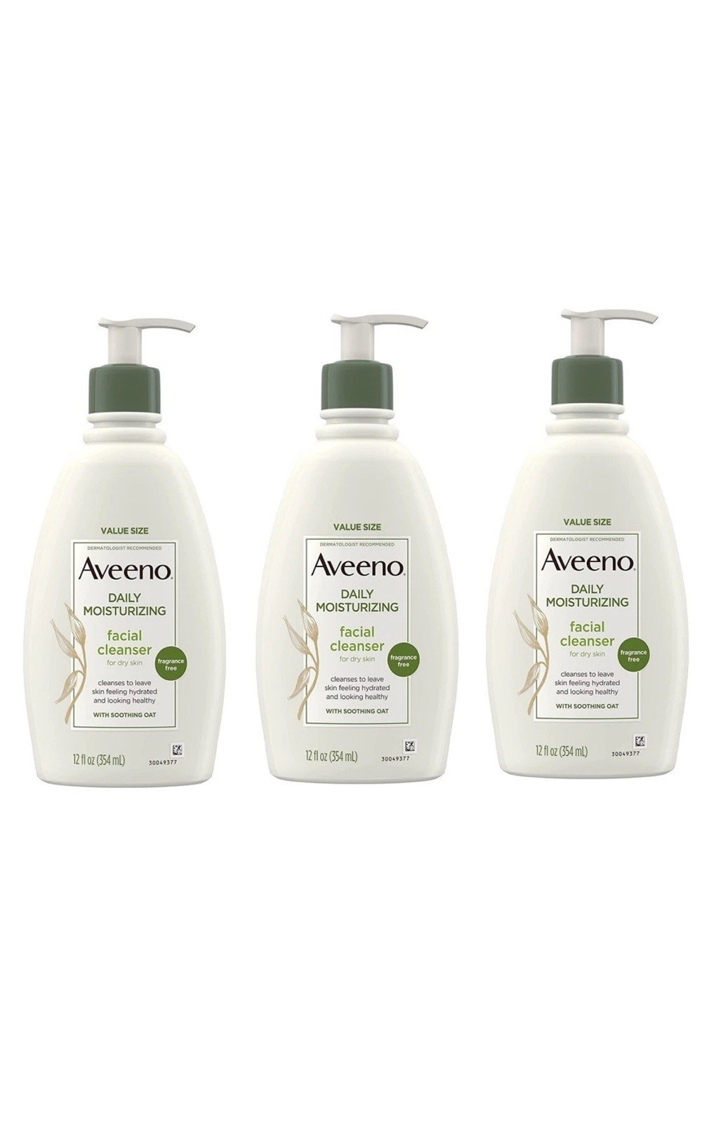 3 Pack Of Aveeno Facial Cleanser Daily Moisturizing 12oz Free Shipping