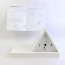 Improvements White Desk Clock and Book Rest with Battery Operated Light WORKS