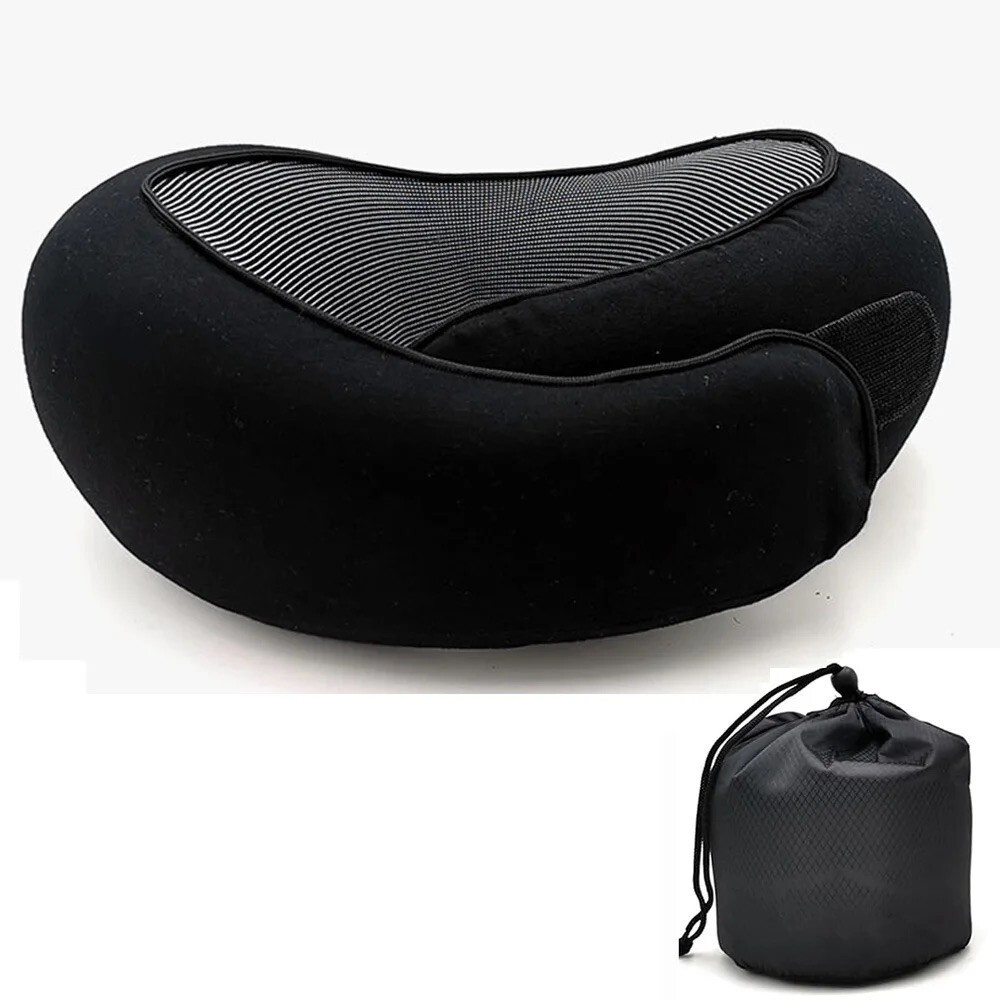 Oreiller voyage U mémoire forme réglable - Coussin cervical haute densité déhoussable