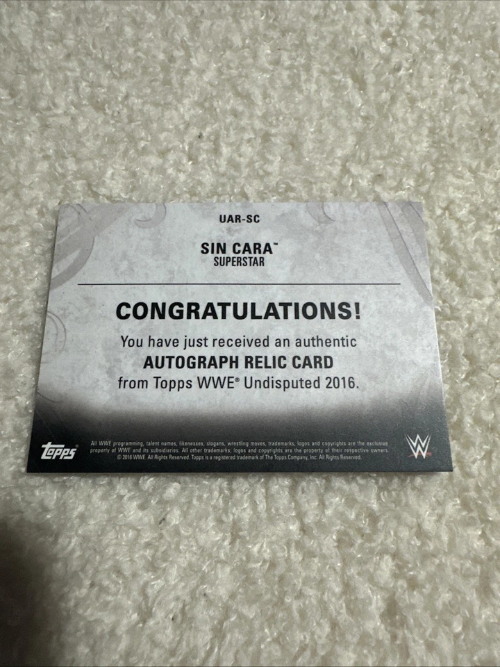 Topps WWE 2016 Undisputed Auto Mem Sin Cara/10 Foto 2 de 4