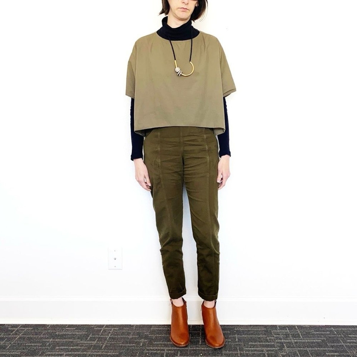 Elizabeth Suzann Clyde Work Pants Cotton Twill Olive 2 Tall Slow Fashion