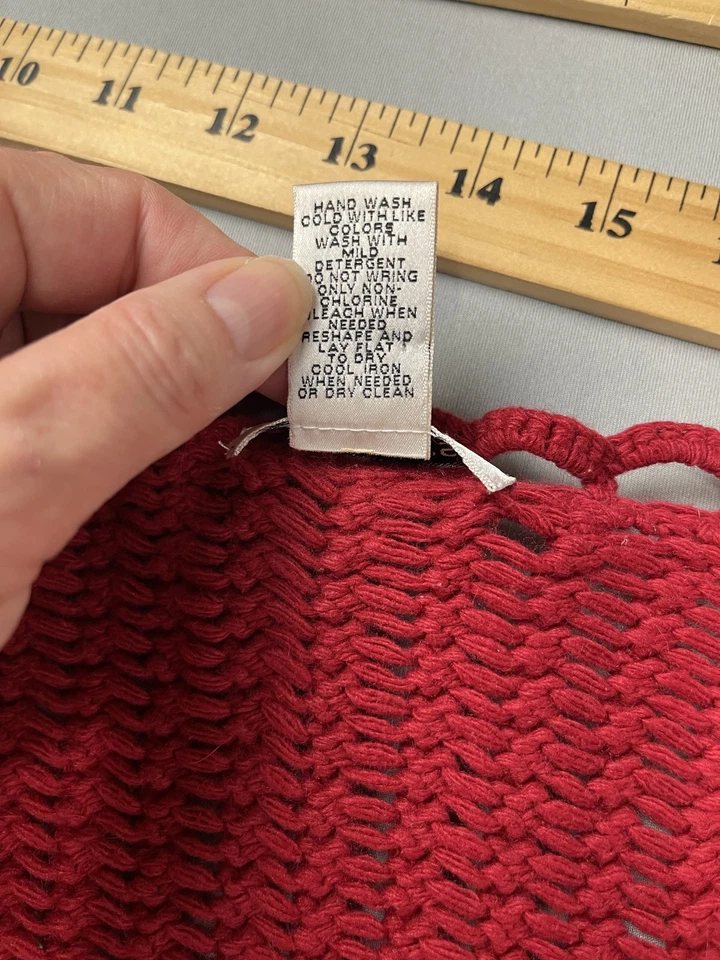 Cárdigan suéter bolero tejido abierto Harold's rojo seda mezcla angora para mujer Foto 3 de 4