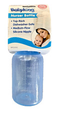 Blue Babyking Nurser Bottles  BPA Free 5 Ounce New Silicone Nipples Lot of 5 