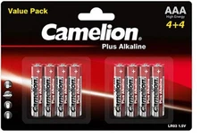 8 CAMELION AAA PLUS ALKALINE BATTERIES LR03 MN2400 AM4 E92 1.5V 8BL EXP 2026 NEW
