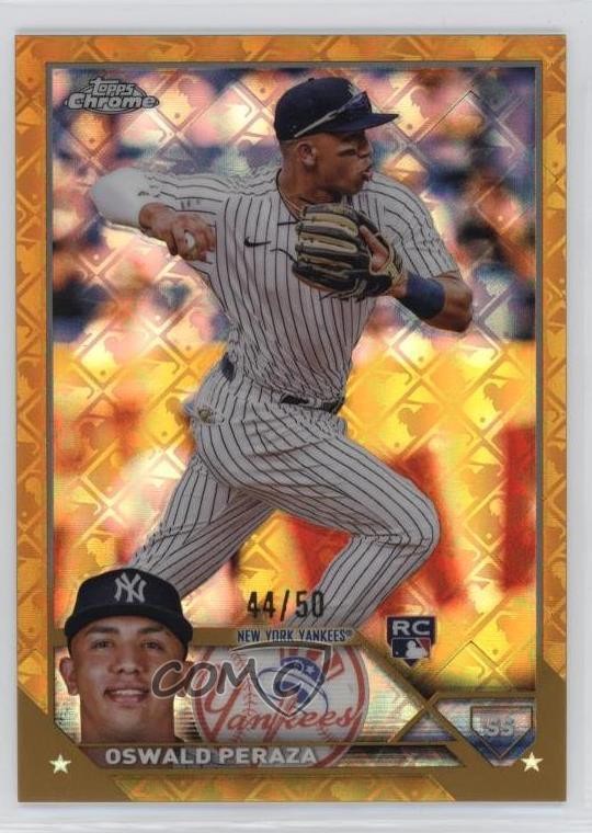 2023 Topps Chrome Logofractor Edition Gold Refractor 44/50 Oswald Peraza 0w3