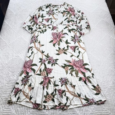 ba&sh Dress Women's 1 Small White Floral Boho Midi Cottagecore French Style Chic