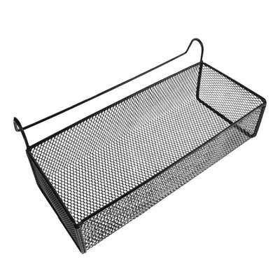 Black Over Bed Hanging Basket Iron Storage for Dormitory and Loft Space Saving