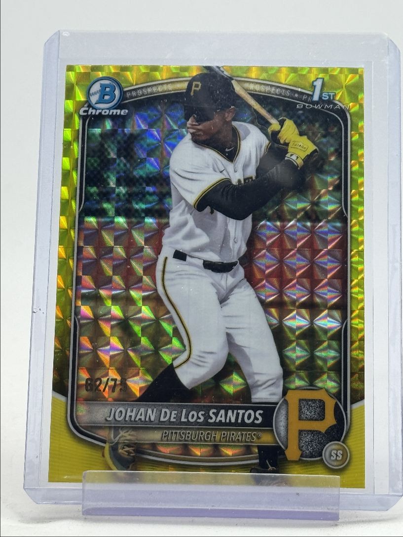 JOHAN DE LOS SANTOS 2025 BOWMAN CHROME 1ST YELLOW GEOMETRIC /75 Q0208
