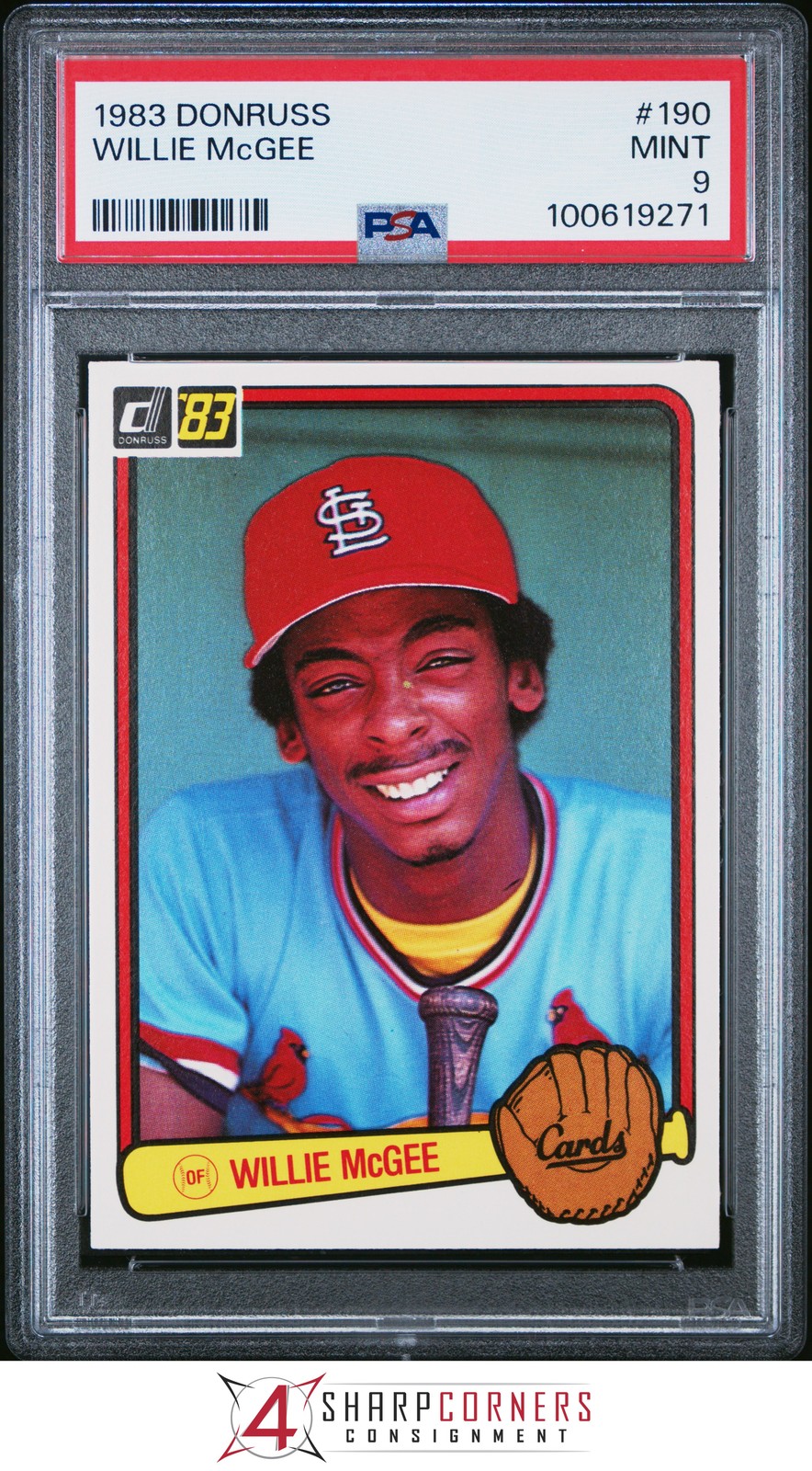 1983 DONRUSS #190 WILLIE McGEE RC CARDINALS PSA 9