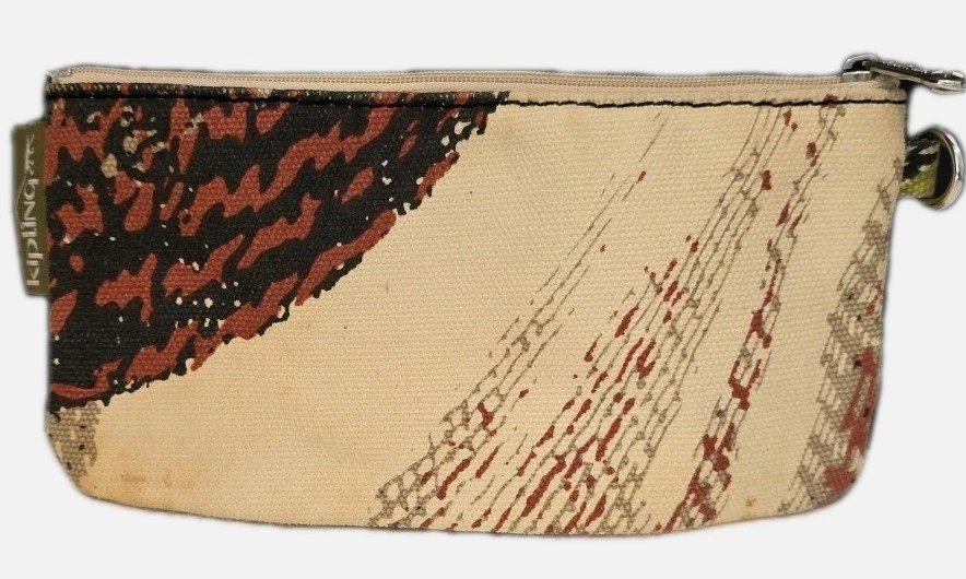 Kipling Creativity XL Abtract Pouch Polyamide Brown Black White Elements Zipper - Image 3 of 4