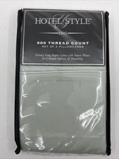 Set of 2 Hotel Style King Pillowcases 600 Thread Count Cotton Soft Sea Green