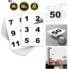 White Consecutive Number Stickers 1 to 50, 4-inch, 1 set Vinyl Self Adhes...