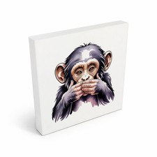 Die drei Affen nichts sprechen Holzbild in 10x10 cm zum Stellen oder Aufhängen